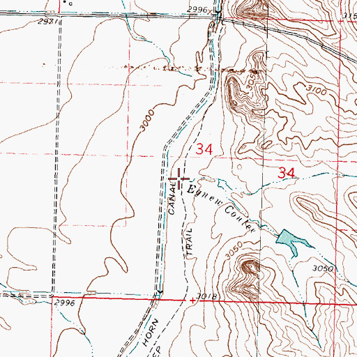 Topographic Map of Egnew Coulee, MT