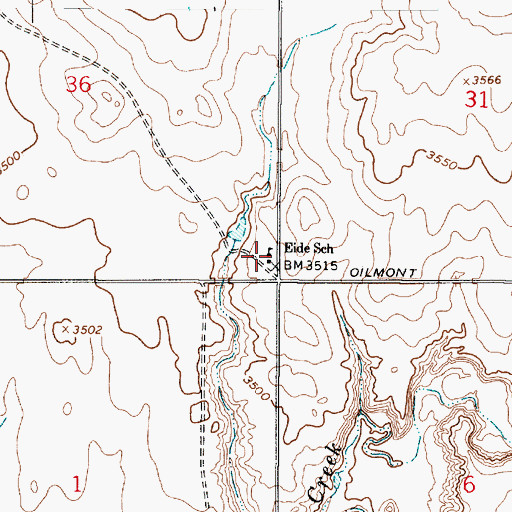 Topographic Map of Eide School (historical), MT