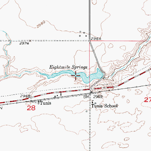 Topographic Map of Eightmile Springs, MT