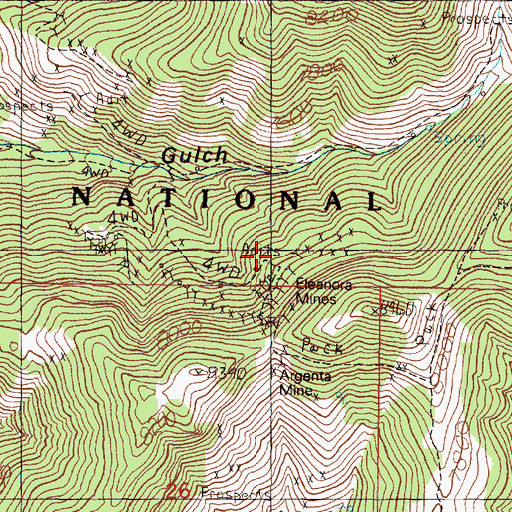 Topographic Map of Eleanora Mines, MT