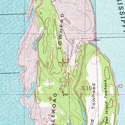 Topographic Map of Harkleroad Towhead, AR