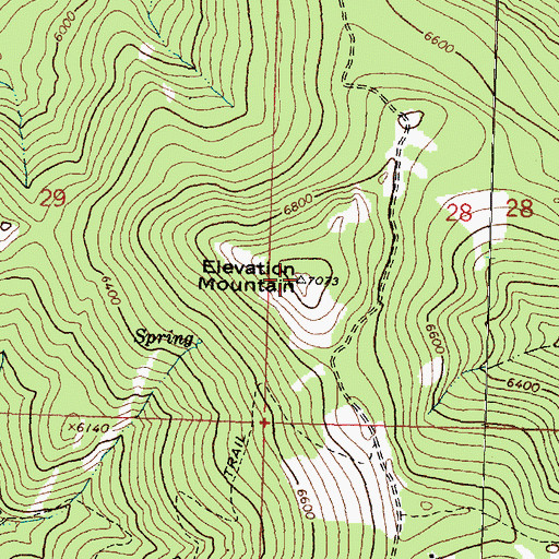 Topographic Map of Elevation Mountain, MT