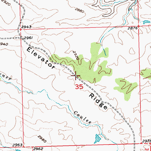 Topographic Map of Elevator Ridge, MT