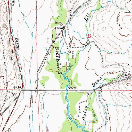 Topographic Map of Elk Creek, MT