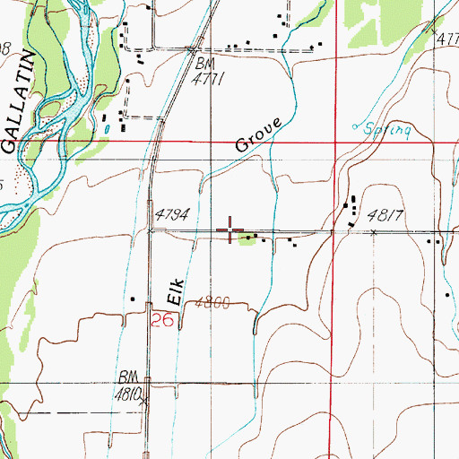 Topographic Map of Elk Grove School (historical), MT