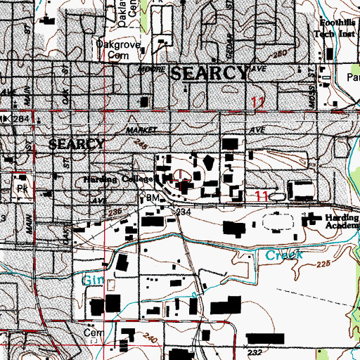Topographic Map of Harding University, AR