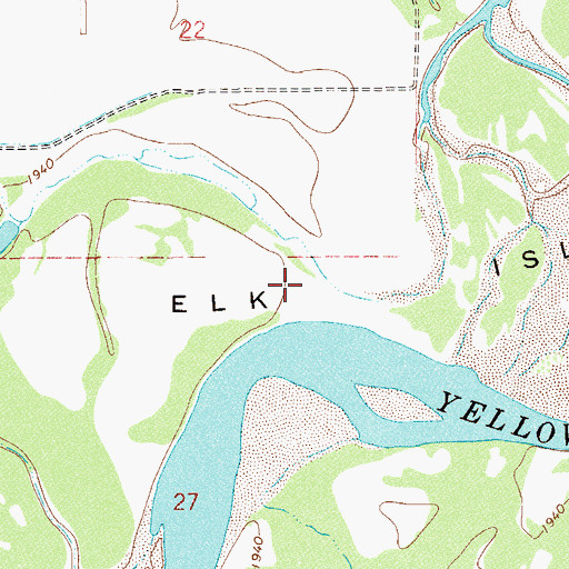 Topographic Map of Elk Island, MT