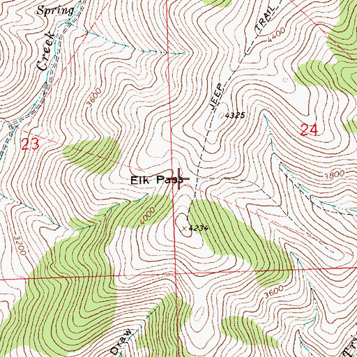 Topographic Map of Elk Pass, MT