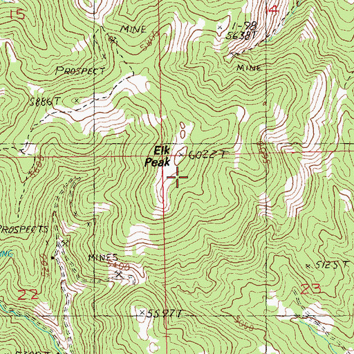 Topographic Map of Elk Peak, MT