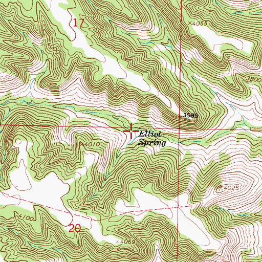 Topographic Map of Elliot Spring, MT
