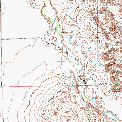 Topographic Map of Elm Coulee, MT