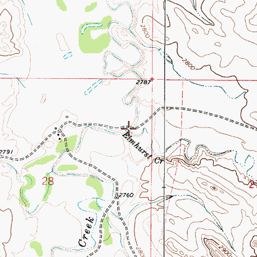 Topographic Map of Elmhurst Creek, MT