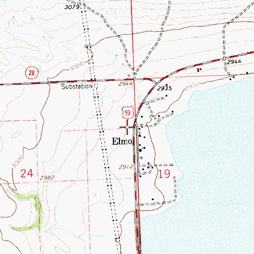 Topographic Map of Elmo, MT