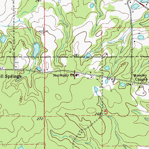 Topographic Map of Harmony Baptist Church, AR
