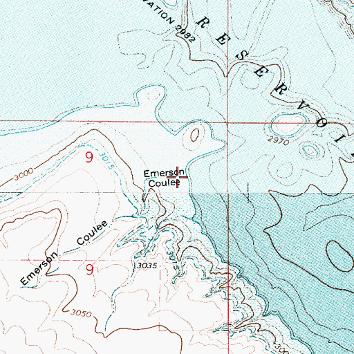 Topographic Map of Emerson Coulee, MT