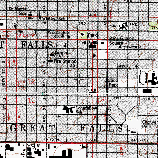 Topographic Map of Emerson School (historical), MT