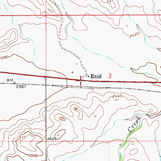 Topographic Map of Enid, MT