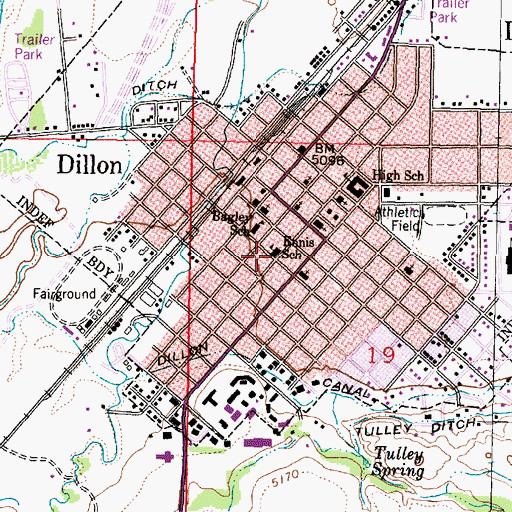 Topographic Map of Mary Innes School, MT