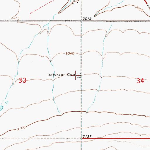 Topographic Map of Erickson Cemetery, MT