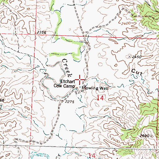 Topographic Map of Etchart Cow Camp, MT