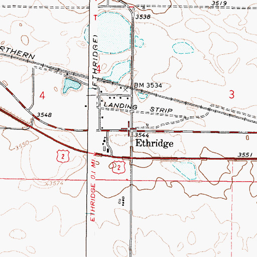 Topographic Map of Ethridge, MT