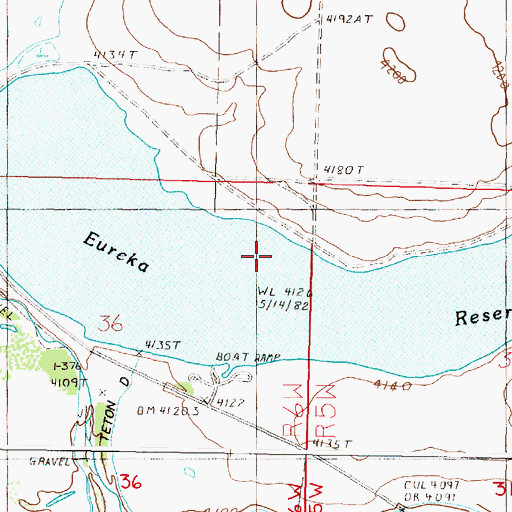 Topographic Map of Eureka Reservoir, MT