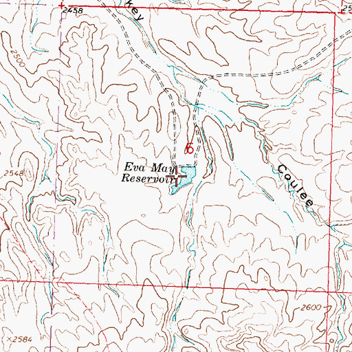 Topographic Map of Eva May Reservoir, MT