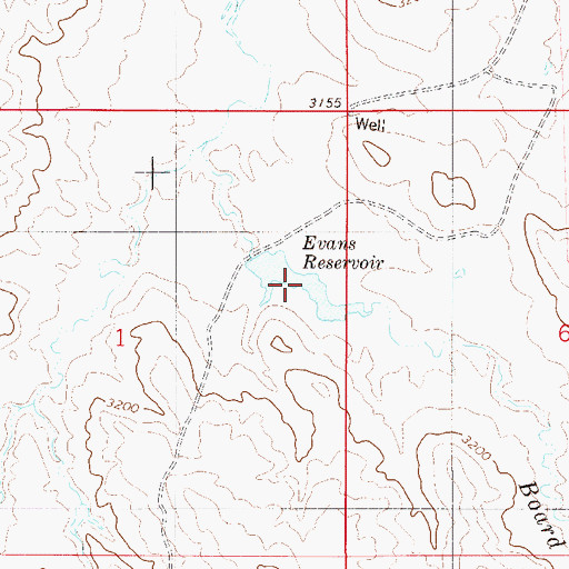 Topographic Map of Evans Reservoir, MT