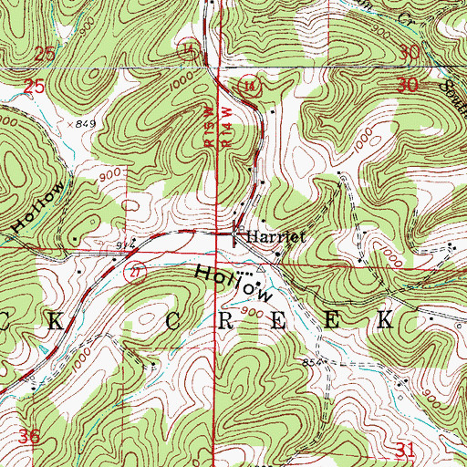Topographic Map of Harriet, AR