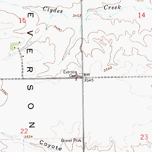 Topographic Map of Everson Cemetery, MT
