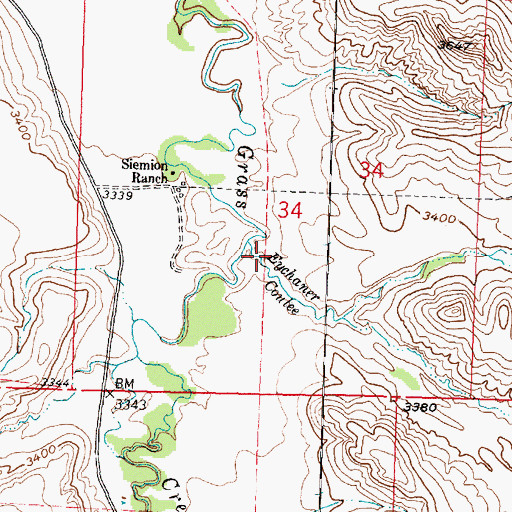 Topographic Map of Eychaner Coulee, MT