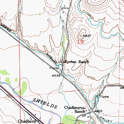 Topographic Map of Eyman Ranch, MT