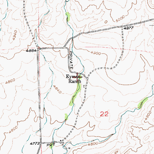 Topographic Map of Eyman Ranch, MT