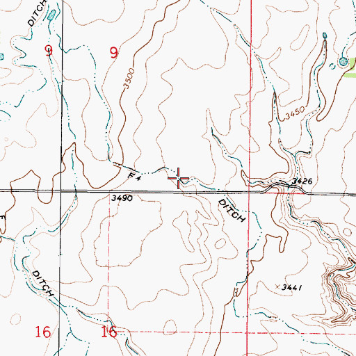 Topographic Map of F Four Ditch, MT