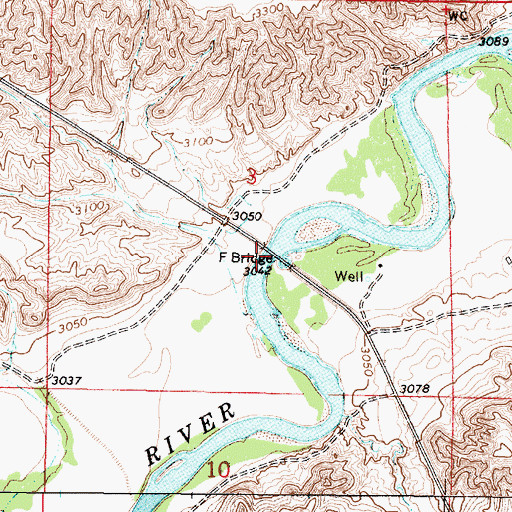 Topographic Map of F Bridge, MT