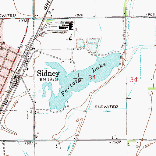 Topographic Map of Factory Lake, MT