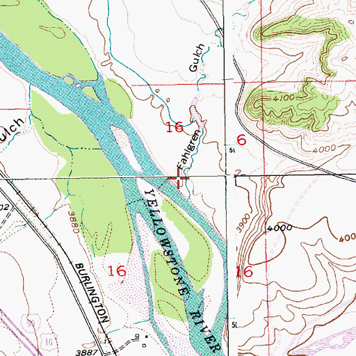 Topographic Map of Fahlgren Gulch, MT