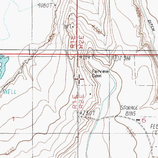 Topographic Map of Fairview Cemetery, MT
