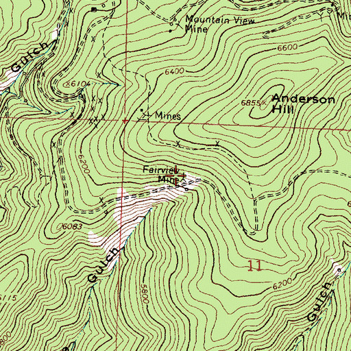 Topographic Map of Fairview Mine, MT