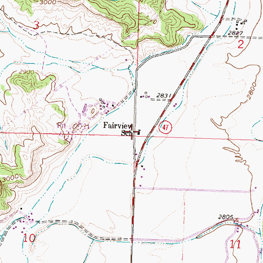 Topographic Map of Fairview School (historical), MT