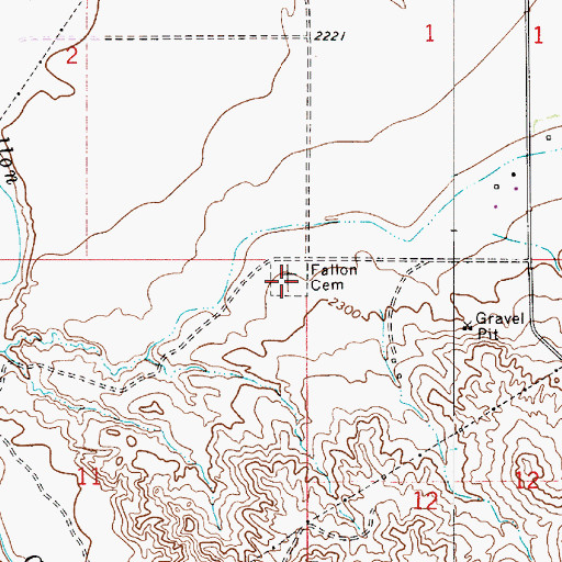Topographic Map of Fallon Cemetery, MT