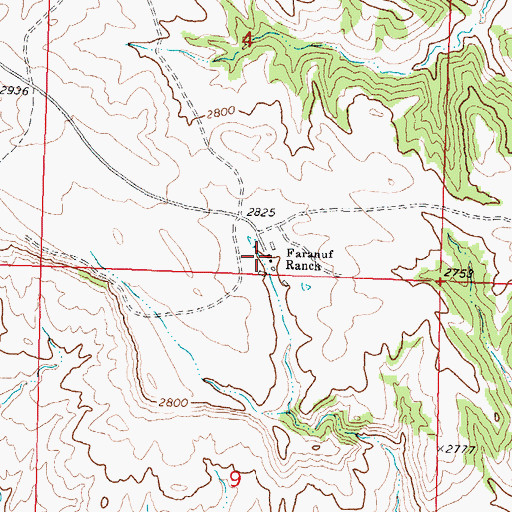Topographic Map of Faranuf Ranch, MT