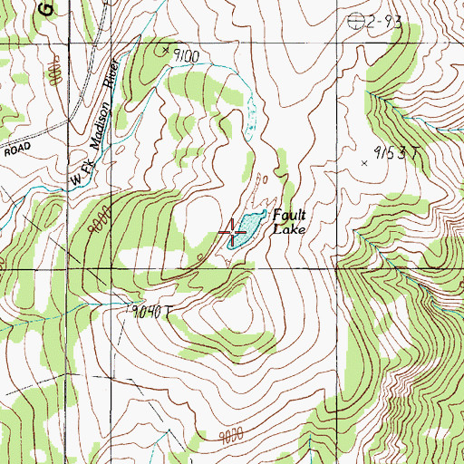 Topographic Map of Fault Lake, MT