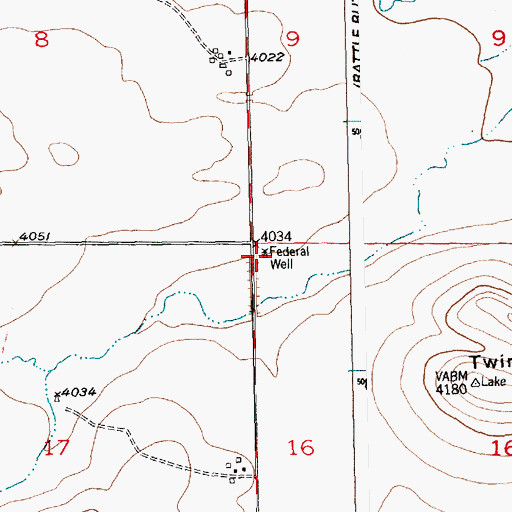 Topographic Map of Federal Well, MT