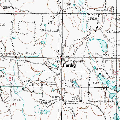 Topographic Map of Ferdig, MT