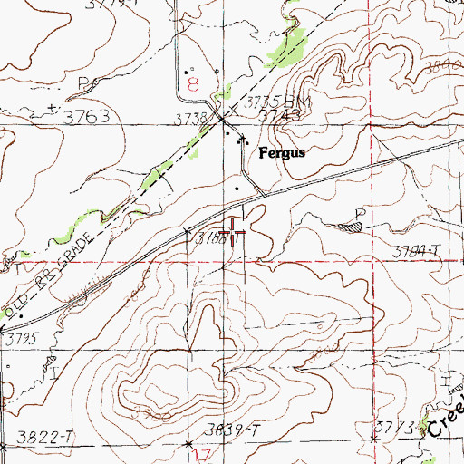 Topographic Map of Fergus, MT