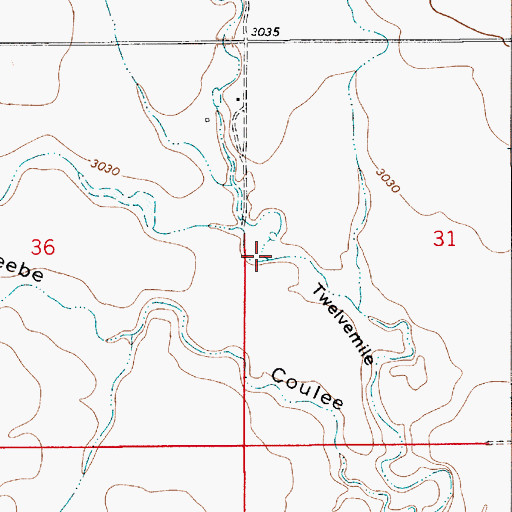 Topographic Map of Fey Coulee, MT
