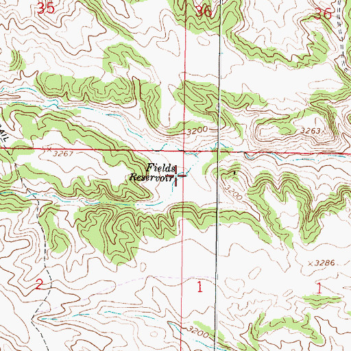 Topographic Map of Fields Reservoir, MT