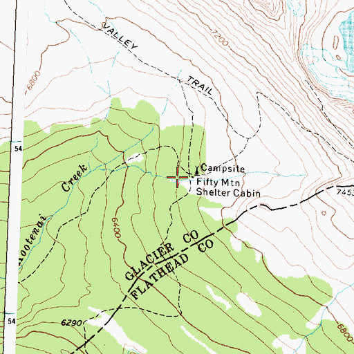 Topographic Map of Fifty Mountain Shelter Cabin, MT