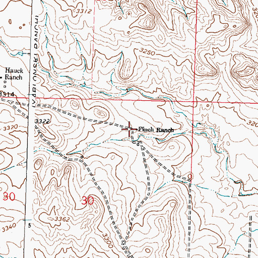 Topographic Map of Finch Ranch, MT